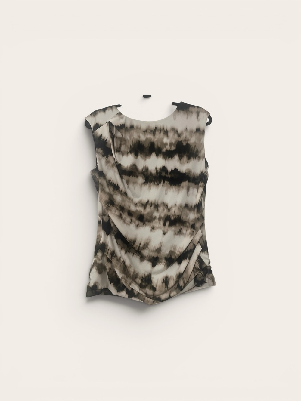 Calvin Klein Cream Brown Tie-Dye Boatneck Sleeveless Women’s Casual Top